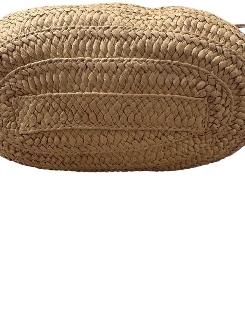 Woven Straw Tote with Brown Leather Straps - Picture 3 of 6